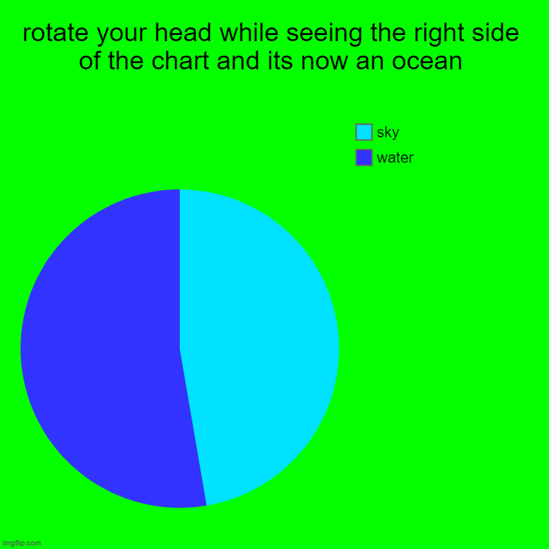 something | rotate your head while seeing the right side of the chart and its now an ocean | water, sky | image tagged in charts,pie charts | made w/ Imgflip chart maker