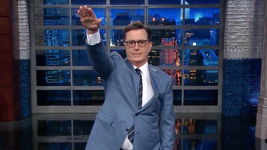 Nazi salute by Colbert | image tagged in nazi salute by colbert | made w/ Imgflip meme maker