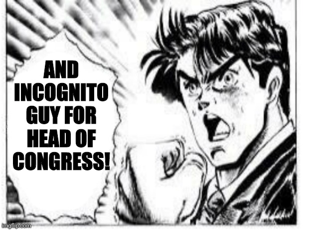 Anime | AND INCOGNITO GUY FOR HEAD OF CONGRESS! | image tagged in anime | made w/ Imgflip meme maker