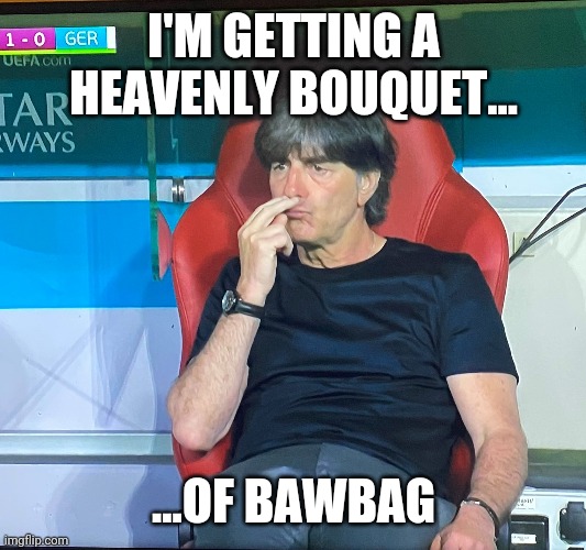 Bawbag | I'M GETTING A HEAVENLY BOUQUET... ...OF BAWBAG | image tagged in football,funny,memes,germany,scotland | made w/ Imgflip meme maker