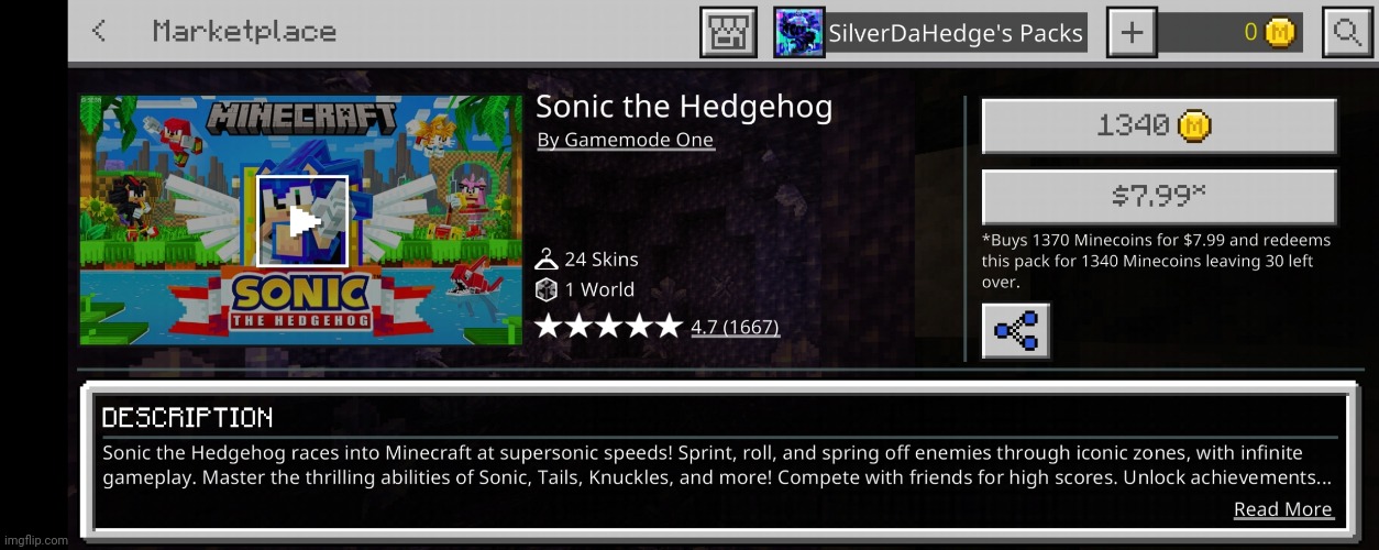 My dream.. has come true! | image tagged in sonic the hedgehog,minecraft,pog,oh wow are you actually reading these tags | made w/ Imgflip meme maker