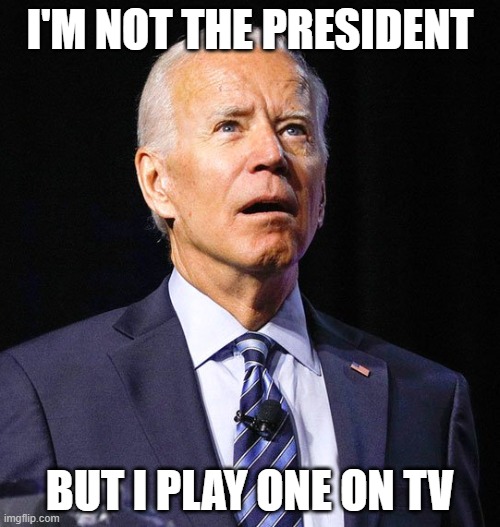 I don't like the guy, but this farce is sick. | I'M NOT THE PRESIDENT; BUT I PLAY ONE ON TV | image tagged in joe biden,dementia,not my president,rigged elections,funny memes,politics | made w/ Imgflip meme maker