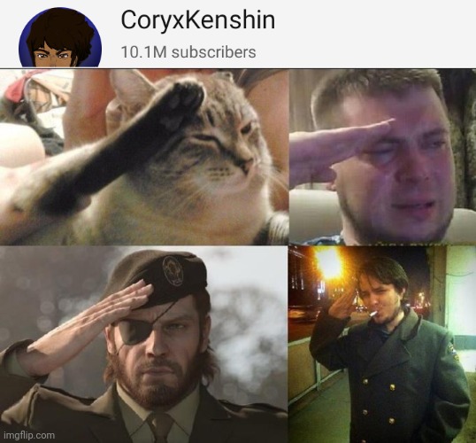 Goodbye Coryxkenshin.... You will be missed | image tagged in ozon's salute | made w/ Imgflip meme maker