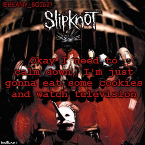 idk | Okay I need to calm down, I'm just gonna eat some cookies and watch television | image tagged in idk | made w/ Imgflip meme maker