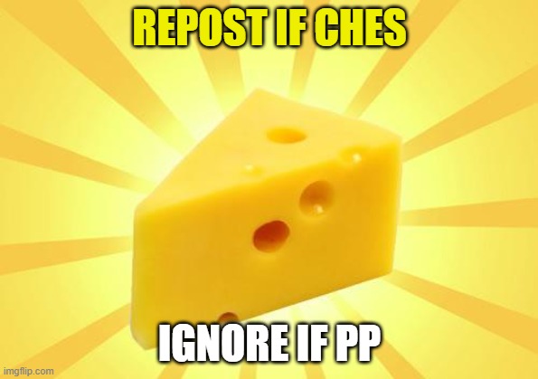 c h e s | REPOST IF CHES; IGNORE IF PP | image tagged in cheese time | made w/ Imgflip meme maker