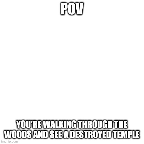 WDYD | POV; YOU'RE WALKING THROUGH THE WOODS AND SEE A DESTROYED TEMPLE | image tagged in memes,blank transparent square,pov | made w/ Imgflip meme maker