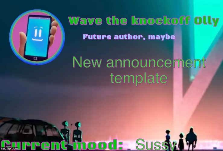 X | New announcement template; Sussy | image tagged in x | made w/ Imgflip meme maker