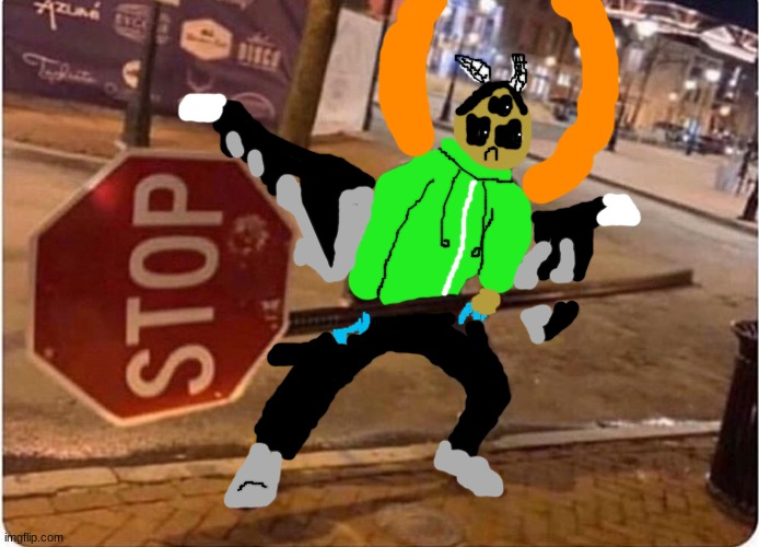Carlos weilding a stop sign Blank Meme Template