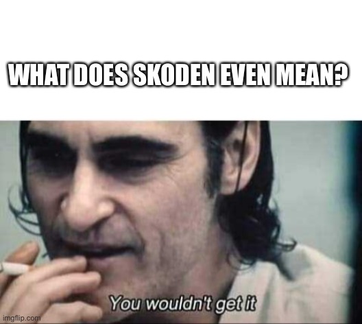 WHAT DOES SKODEN EVEN MEAN? | image tagged in blank white template,you wouldn't get it | made w/ Imgflip meme maker