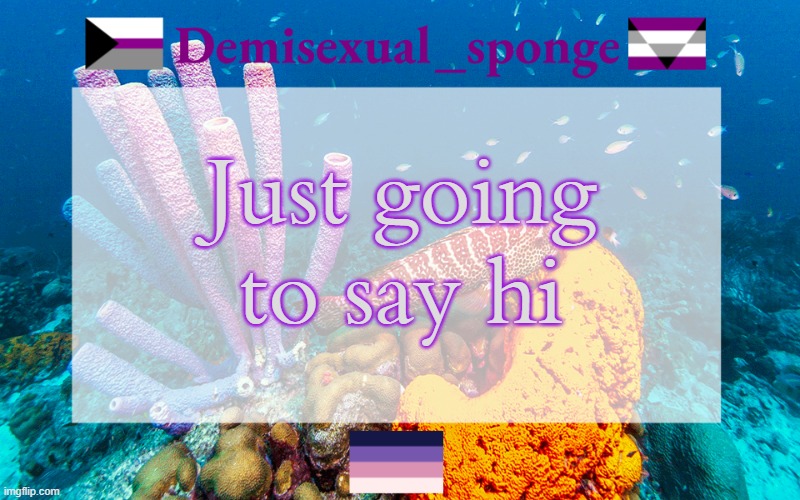 H e y | Just going to say hi | image tagged in demisexual_sponge's template 3,demisexual_sponge | made w/ Imgflip meme maker