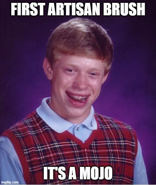 Bad Luck Brian Meme | FIRST ARTISAN BRUSH; IT'S A MOJO | image tagged in memes,bad luck brian | made w/ Imgflip meme maker