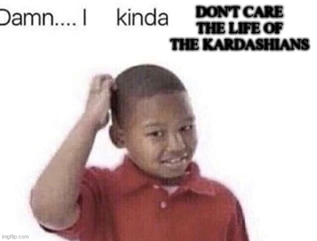 Damn I kinda don’t meme | DON'T CARE THE LIFE OF THE KARDASHIANS | image tagged in damn i kinda don t meme | made w/ Imgflip meme maker