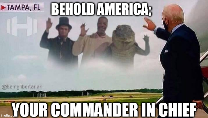 Mr. President waving to Chubb's,Abe &  Alli | BEHOLD AMERICA;; YOUR COMMANDER IN CHIEF | image tagged in president,joe biden,waving,into the clouds,commander in chief,a little kooky if you ask me | made w/ Imgflip meme maker