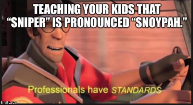 Standards | image tagged in tf2,sniper,professionals have standards | made w/ Imgflip meme maker