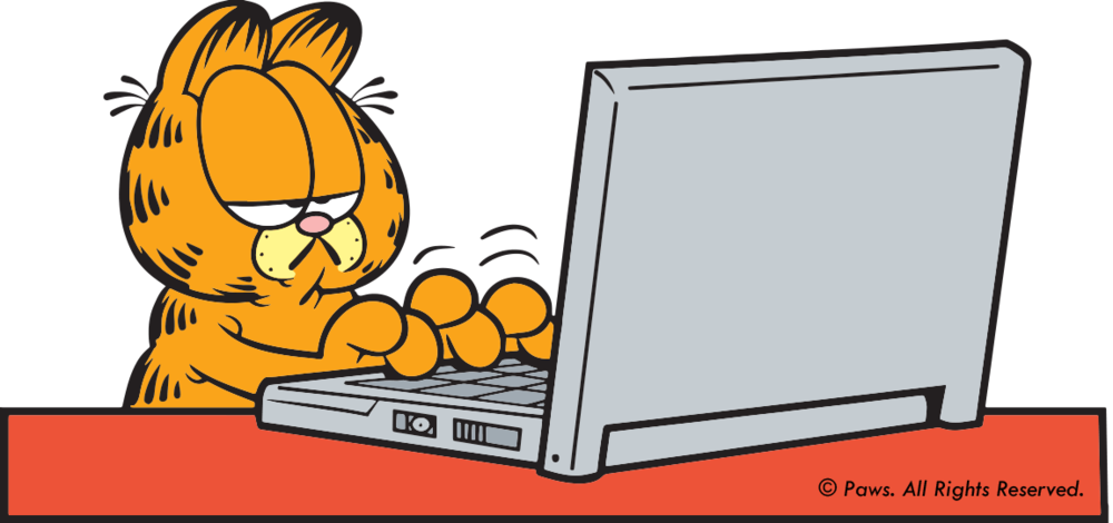 Garfield on computer Blank Meme Template