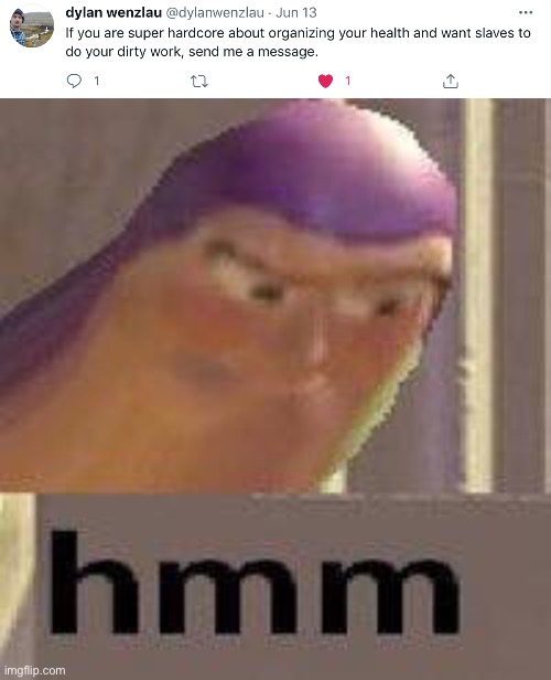 what is the creator of imgflip up to eh. | image tagged in buzz lightyear hmm | made w/ Imgflip meme maker