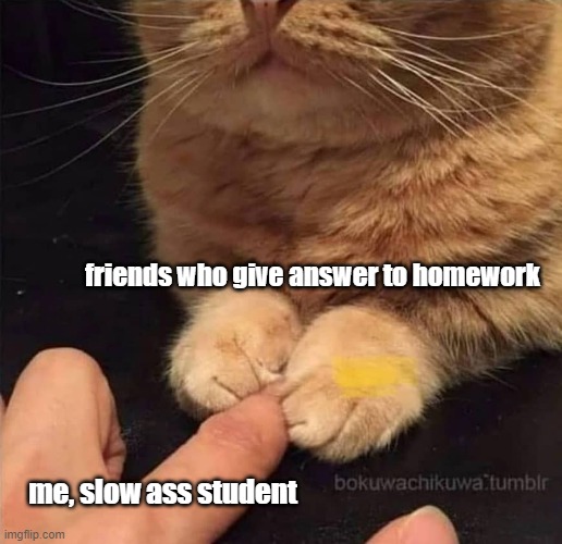 friends who give answer to homework; me, slow ass student | image tagged in friendship | made w/ Imgflip meme maker