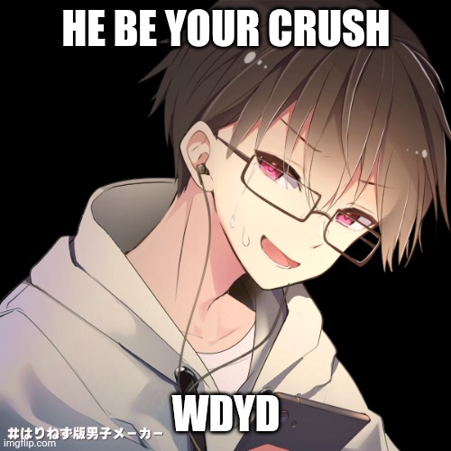 the OC is me | HE BE YOUR CRUSH; WDYD | image tagged in why not | made w/ Imgflip meme maker