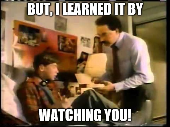 learned it by watching you | BUT, I LEARNED IT BY WATCHING YOU! | image tagged in learned it by watching you | made w/ Imgflip meme maker