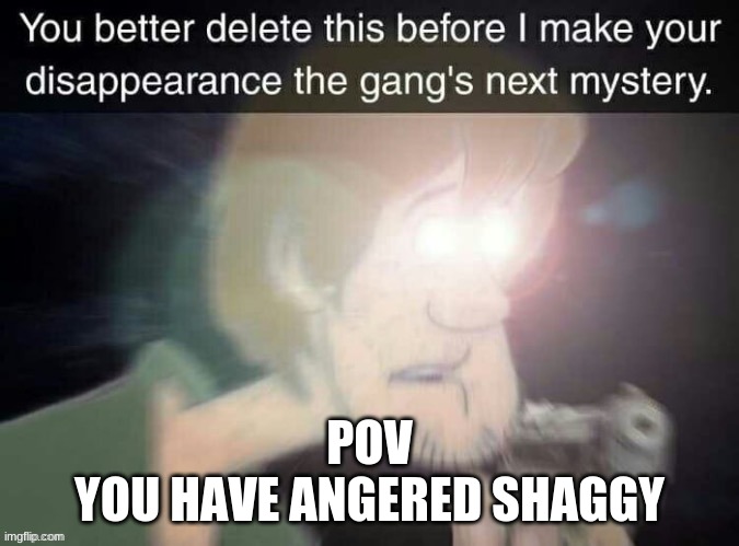 DONT MAKE HIM USE 2% OF HIS POWER | POV
YOU HAVE ANGERED SHAGGY | made w/ Imgflip meme maker