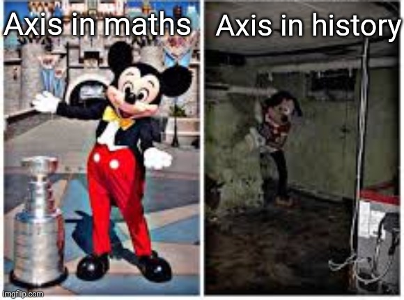 mickey mouse in disneyland | Axis in maths; Axis in history | image tagged in mickey mouse in disneyland,memes,history | made w/ Imgflip meme maker