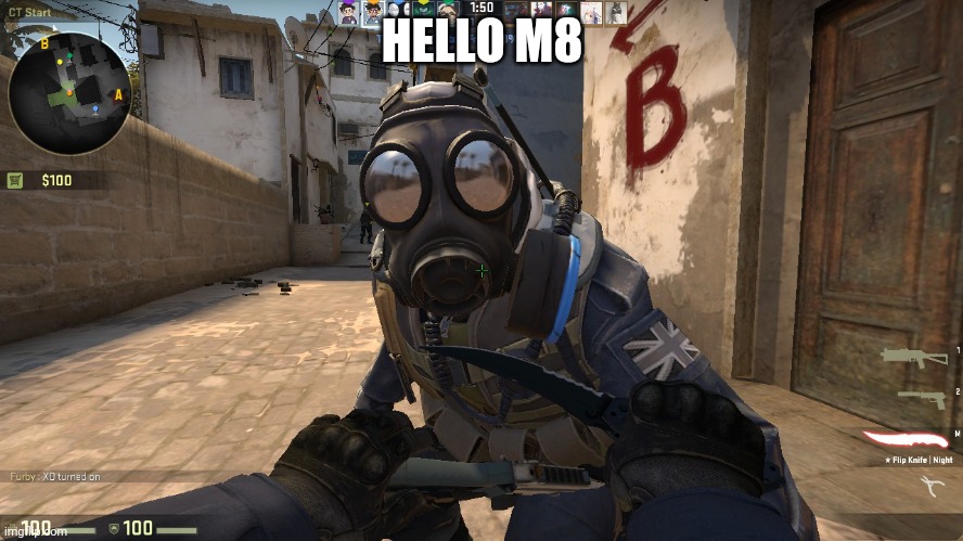 counter-terrorist talking to you | HELLO M8 | image tagged in counter-terrorist talking to you | made w/ Imgflip meme maker