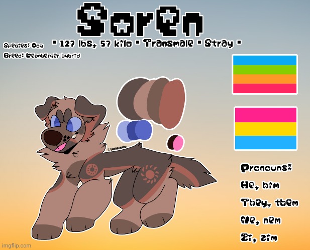 Soren, a new protagonist I've been working on. Base by wolf doq | made w/ Imgflip meme maker