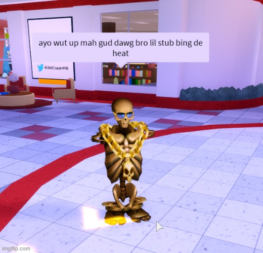 Lil stub bring da heat | image tagged in basketball,skeleton,roblox,memes,roblox meme,gold | made w/ Imgflip meme maker