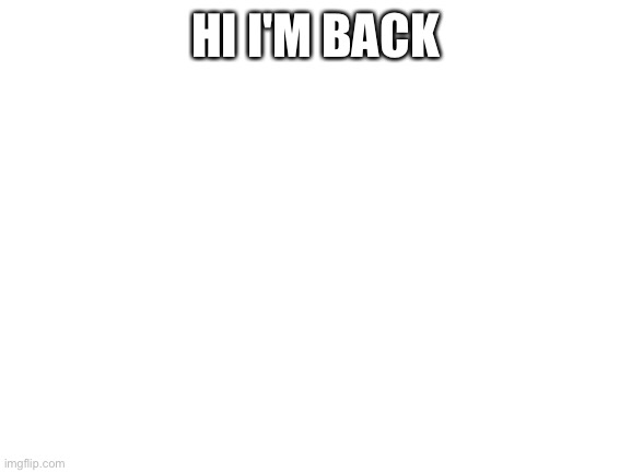 Hi | HI I'M BACK | image tagged in blank white template | made w/ Imgflip meme maker