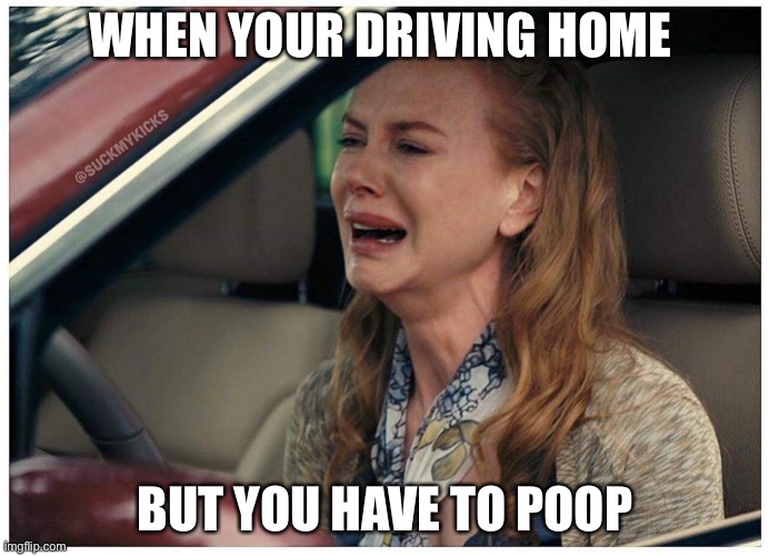 Me driving home from work | WHEN YOUR DRIVING HOME; BUT YOU HAVE TO POOP | image tagged in me driving home from work | made w/ Imgflip meme maker