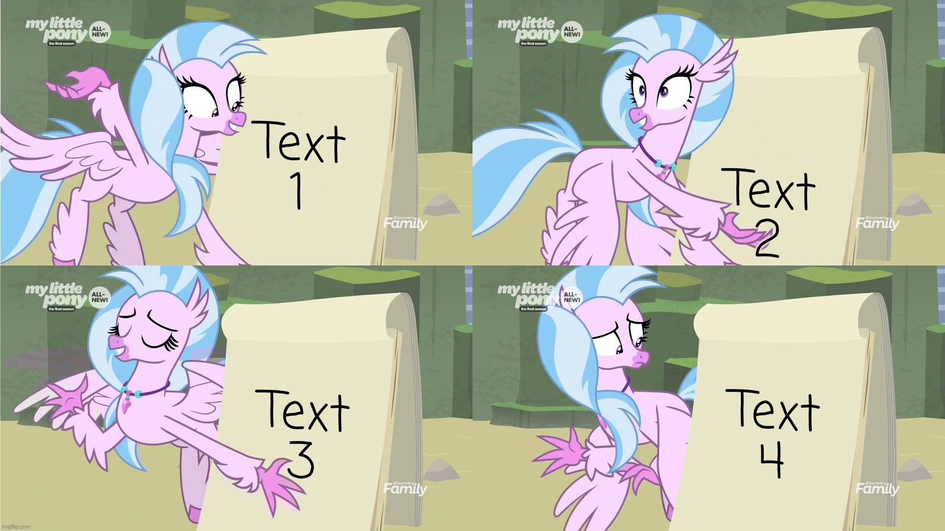 Silverstream's Plan (MLP) | Text 1; Text 2; Text 4; Text 3 | image tagged in silverstream's plan mlp,gru's plan,memes,my little pony friendship is magic | made w/ Imgflip meme maker