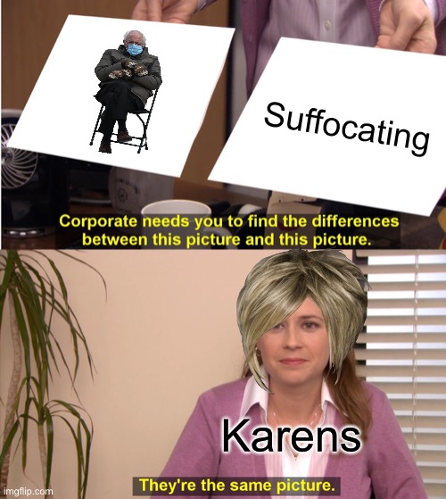 They're The Same Picture Meme | Suffocating; Karens | image tagged in memes,they're the same picture,karen | made w/ Imgflip meme maker