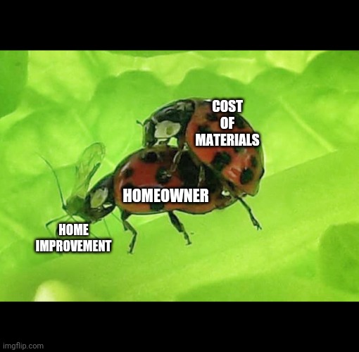 In the end, everyone gets it. | COST
OF
MATERIALS; HOMEOWNER; HOME
IMPROVEMENT | image tagged in inflation,construction | made w/ Imgflip meme maker