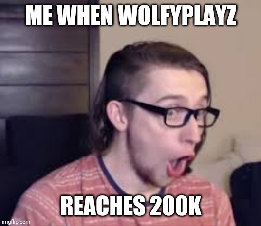 Congrats on the sub goal dude. |  ME WHEN WOLFYPLAYZ; REACHES 200K | image tagged in wolfy playz | made w/ Imgflip meme maker