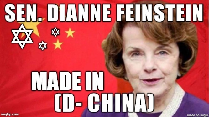 Fiendstein | ✡ | image tagged in dianne feinstein,made in china | made w/ Imgflip meme maker