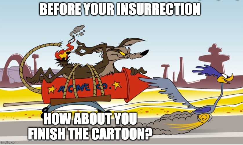 BEFORE YOUR INSURRECTION HOW ABOUT YOU FINISH THE CARTOON? | made w/ Imgflip meme maker