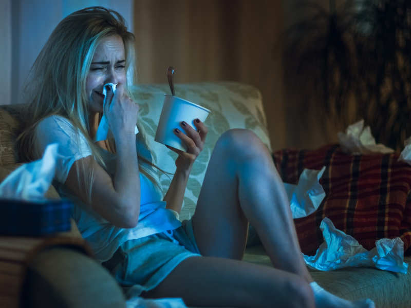 High Quality heartbroken girl on couch Blank Meme Template