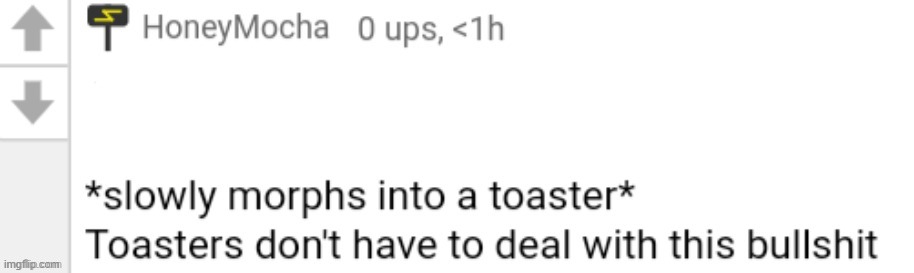 *slowly morphs into a Toaster* | image tagged in slowly morphs into a toaster | made w/ Imgflip meme maker