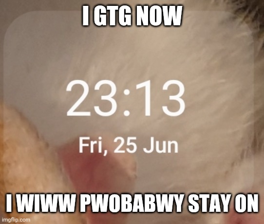 I GTG NOW; I WIWW PWOBABWY STAY ON | made w/ Imgflip meme maker