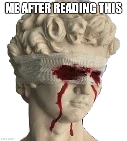 bleeding eyes | ME AFTER READING THIS | image tagged in bleeding eyes | made w/ Imgflip meme maker