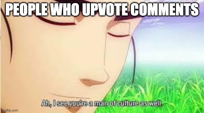 Ah,I see you are a man of culture as well | PEOPLE WHO UPVOTE COMMENTS | image tagged in ah i see you are a man of culture as well | made w/ Imgflip meme maker