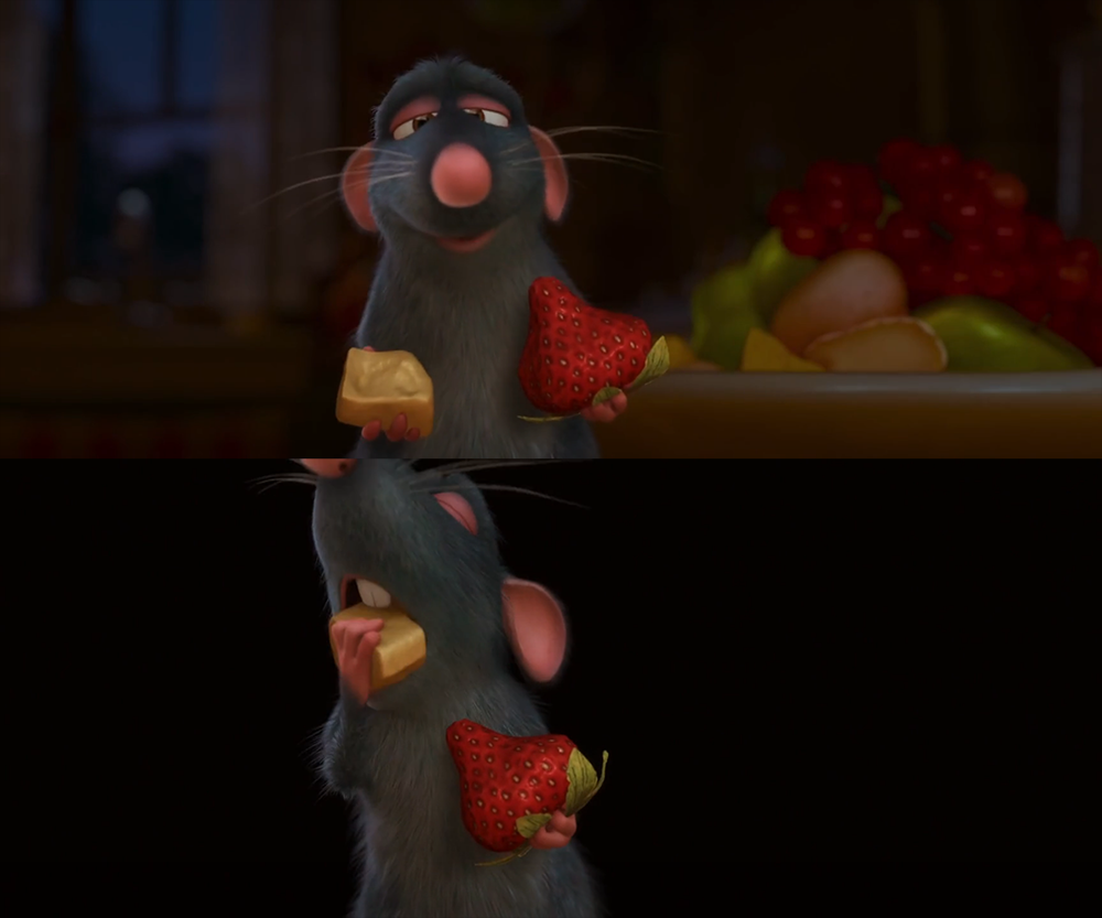 Remy (Ratatouille) eats cheese or strawberry Blank Meme Template