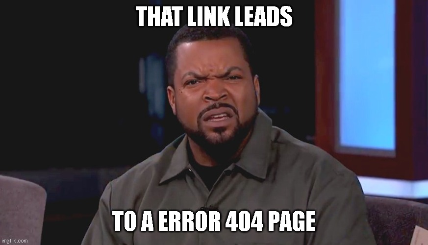 Really? Ice Cube | THAT LINK LEADS TO A ERROR 404 PAGE | image tagged in really ice cube | made w/ Imgflip meme maker
