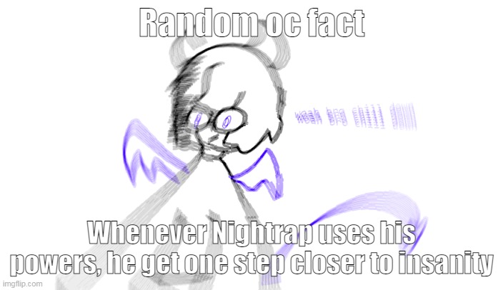 Random oc fact; Whenever Nightrap uses his powers, he get one step closer to insanity | made w/ Imgflip meme maker