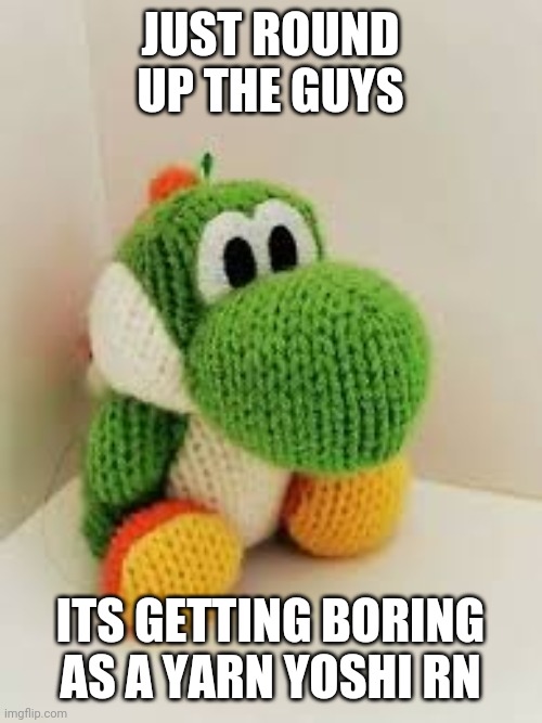 JUST ROUND UP THE GUYS; ITS GETTING BORING AS A YARN YOSHI RN | made w/ Imgflip meme maker