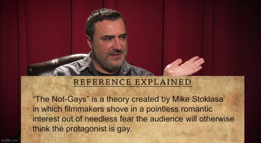 the not gays | image tagged in rlm,media,film,movie tropes,trope,redlettermedia | made w/ Imgflip meme maker
