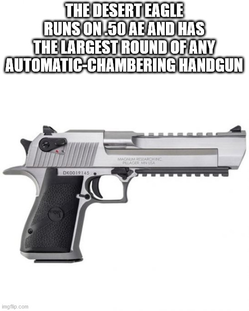 time to obliterate some weeb's skullcap | THE DESERT EAGLE RUNS ON .50 AE AND HAS THE LARGEST ROUND OF ANY AUTOMATIC-CHAMBERING HANDGUN | image tagged in deagle | made w/ Imgflip meme maker