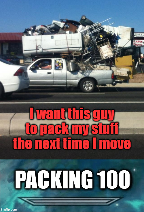 He has skills and might be good at tetris. | I want this guy to pack my stuff the next time I move; PACKING 100 | image tagged in skyrim skill meme,packing,moving,skills | made w/ Imgflip meme maker