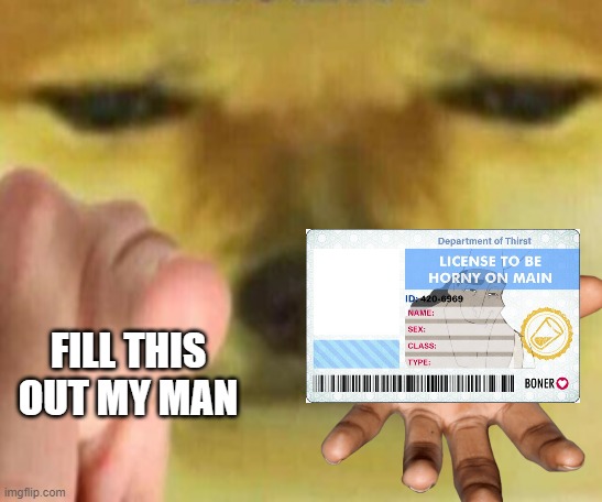 Cheems Pointing At You | FILL THIS OUT MY MAN | image tagged in cheems pointing at you | made w/ Imgflip meme maker