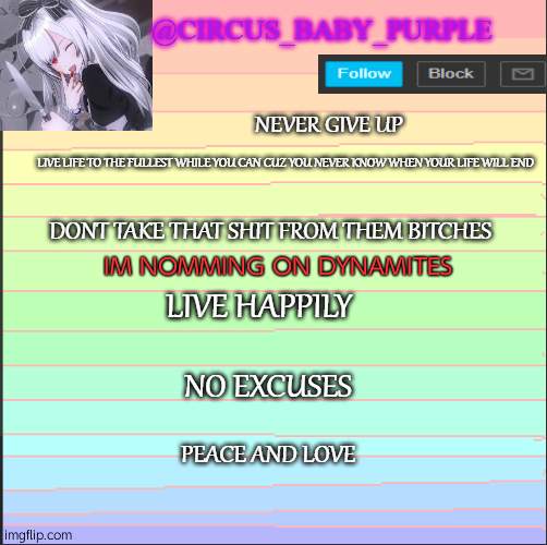 yummy :P | IM NOMMING ON DYNAMITES | image tagged in new temp | made w/ Imgflip meme maker